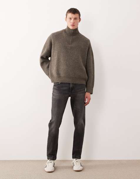 Sortvaskede tapered fit-jeans fra ASOS DESIGN - view 1