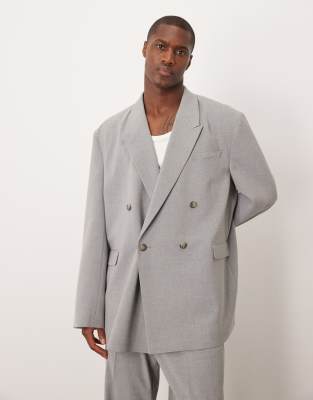 SOS DESIGN slouchy oversized suit jacket in gray texture