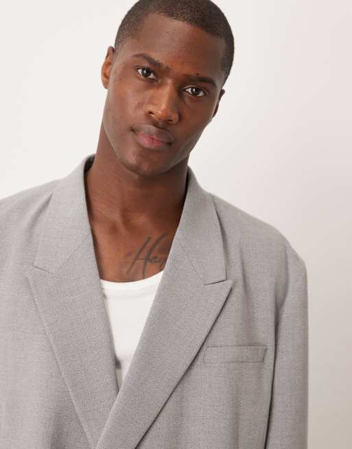 SOS DESIGN slouchy oversized suit jacket in grey texture, 3 of 5