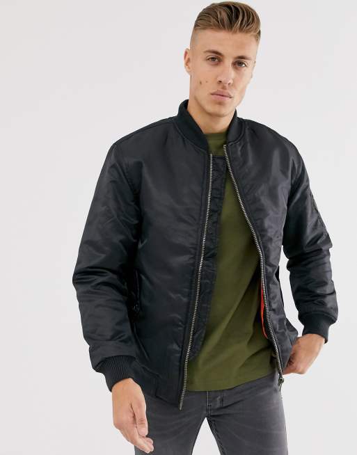 Soul Star bomber MA1 jacket in black | ASOS