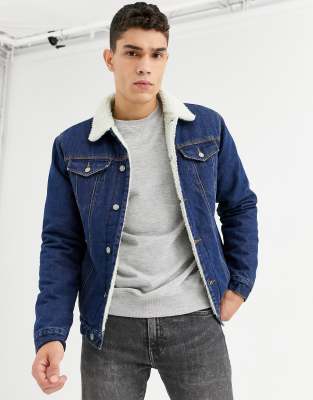 Soul Star borg lined denim jacket in blue