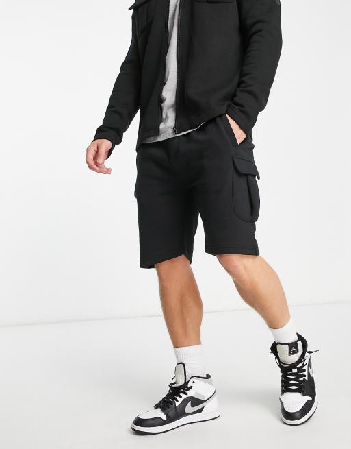 Soul Star – Cargo-Shorts aus Jersey in Schwarz mit Paspelierung, Kombiteil