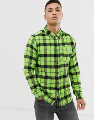 Neon green 2024 plaid shirt