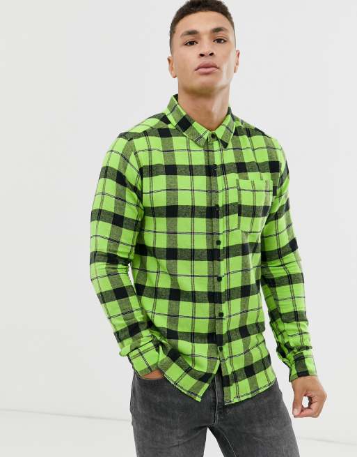 green chequered shirt