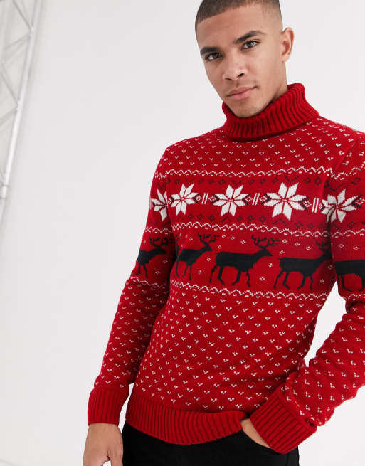 Christmas roll 2025 neck jumper mens