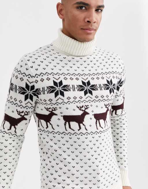 Christmas roll neck hot sale jumper mens