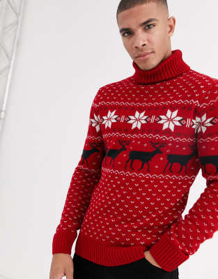 mens christmas roll neck jumper