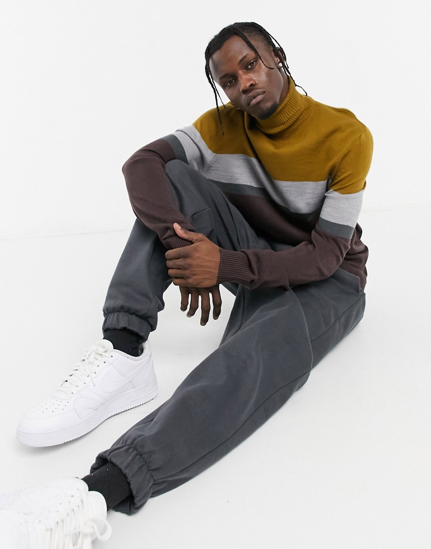 Soul Star colorblock knitted sweater-Purple