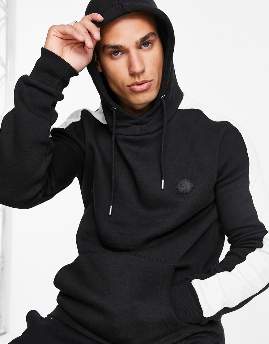Soul Star cut & sew hoodie in black