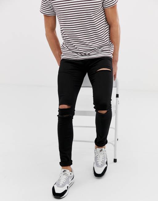 Soul Star – DEO – Enge Jeans in Schwarz mit Zierrissen