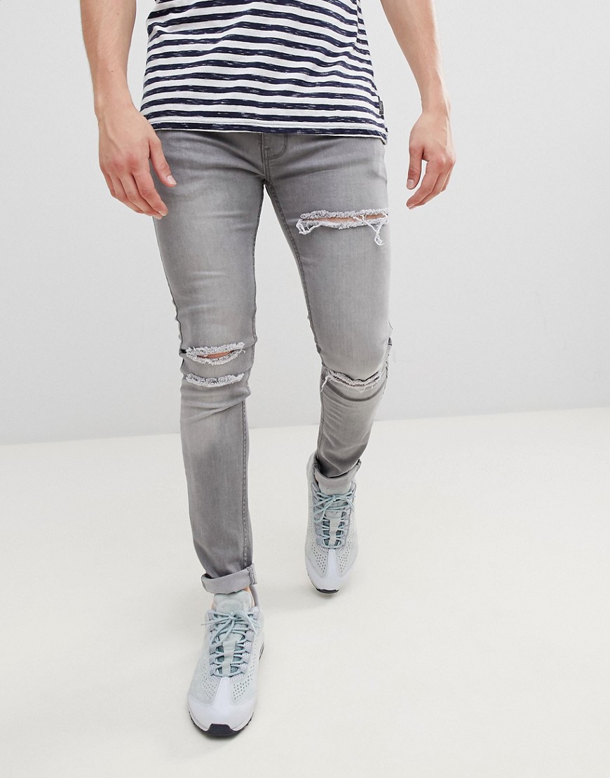 Soul Star - DEO - Jeans skinny elasticizzati nero slavato con strappi