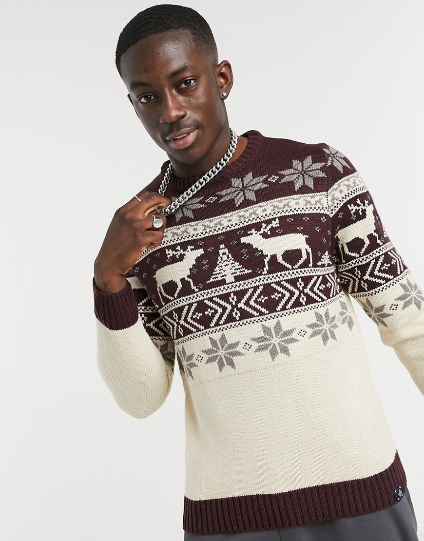 Soul Star farris knitted sweater in sand-Brown