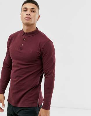 maroon long sleeve polo