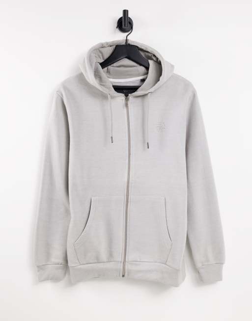 Soul Star full zip hoodie in light grey