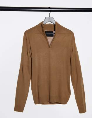 tan half zip sweater