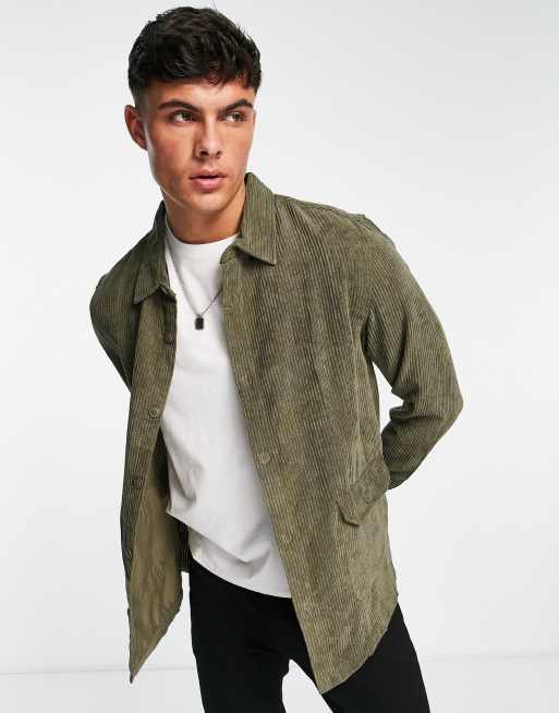 Soul Star – Hemdjacke aus Cord in Khaki