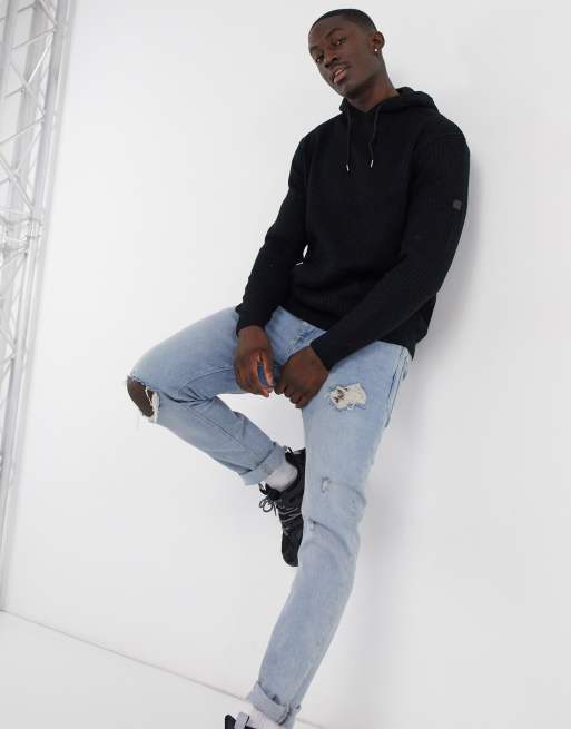 Black hoodie light online jeans