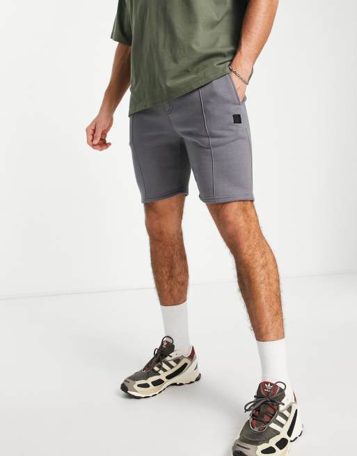 Soul Star - Jersey short met plat gestikte plooien in donkergrijs