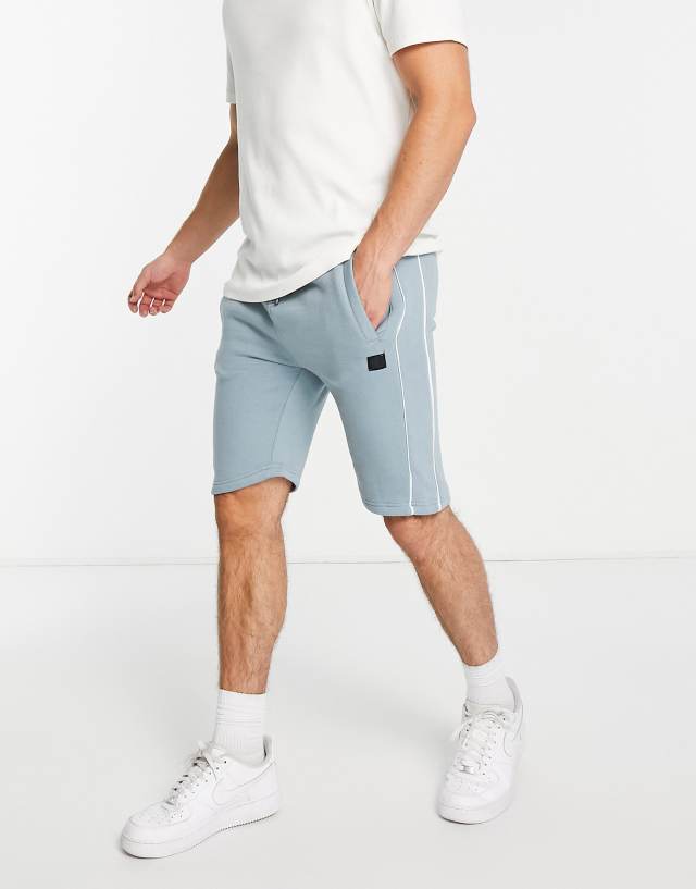 Soul Star jersey shorts with piping in pale blue - part of a set