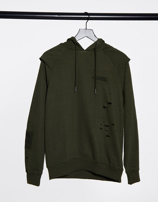Soul Star knitted hoodie in olive