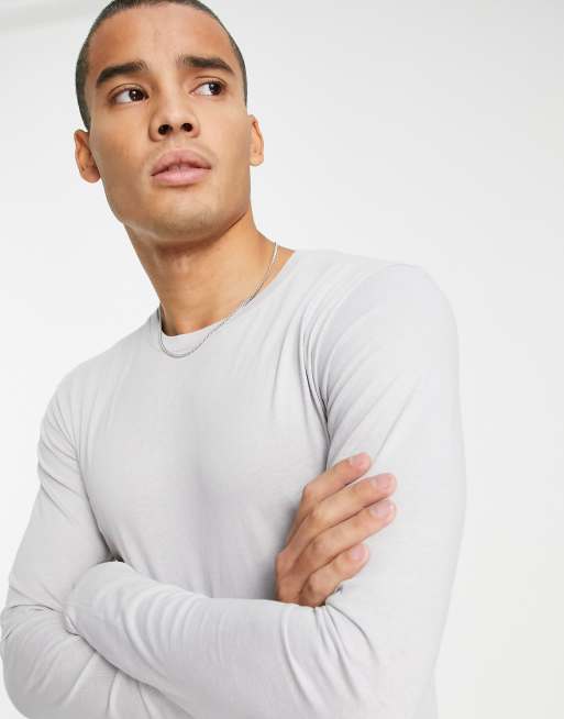 Soul Star – Langärmliges T-Shirt in Hellgrau