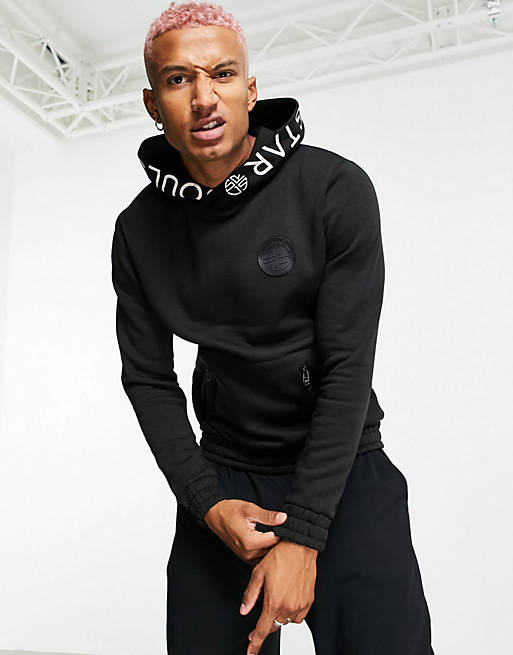 Soul Star logo print hoodie in black