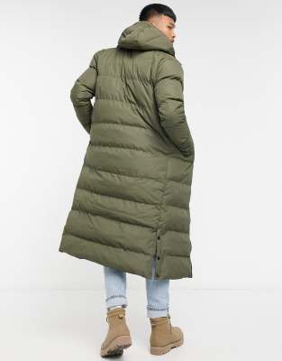 longline puffer jacket khaki