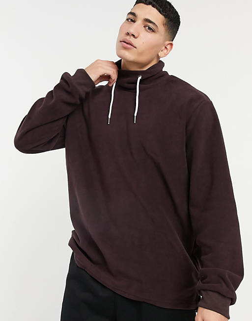 Soul Star mix and match funnel fleece sweat in plum