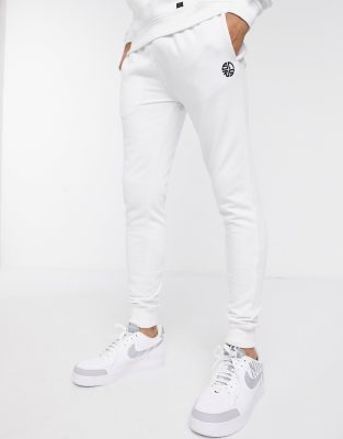 white slim fit joggers