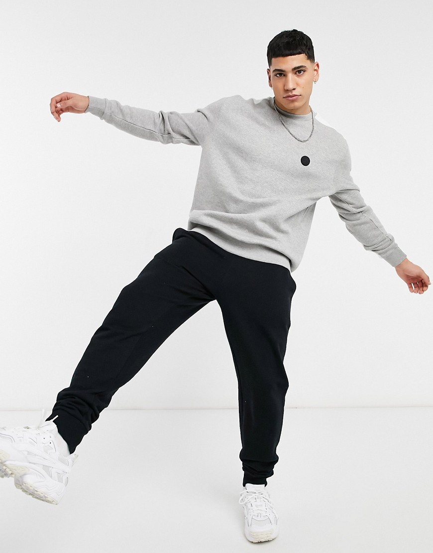 Soul Star mix and match sweatshirt with contrast sleeve stripe in gray melange-Grey
