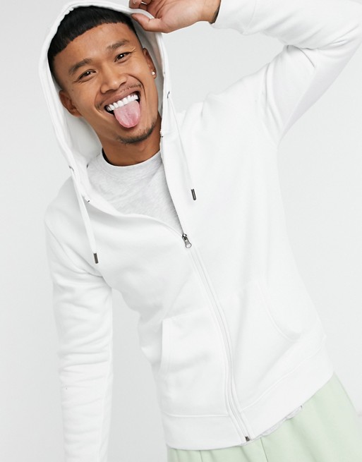 Soul Star mix and match zip through hoodie in white