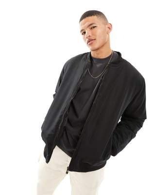 padded bomber jacket in black