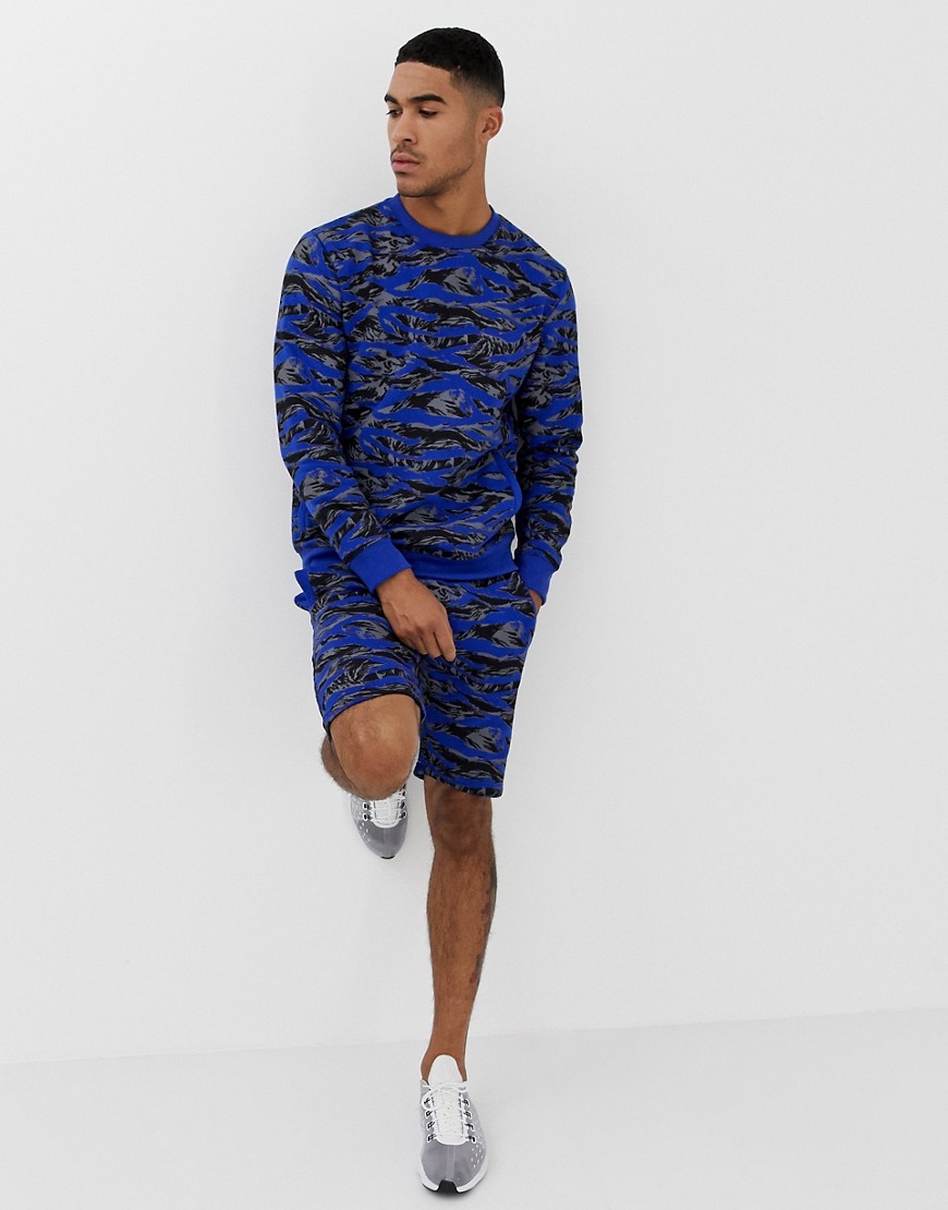 Soul Star - Pantaloncini in jersey stampati in coordinato-Blu