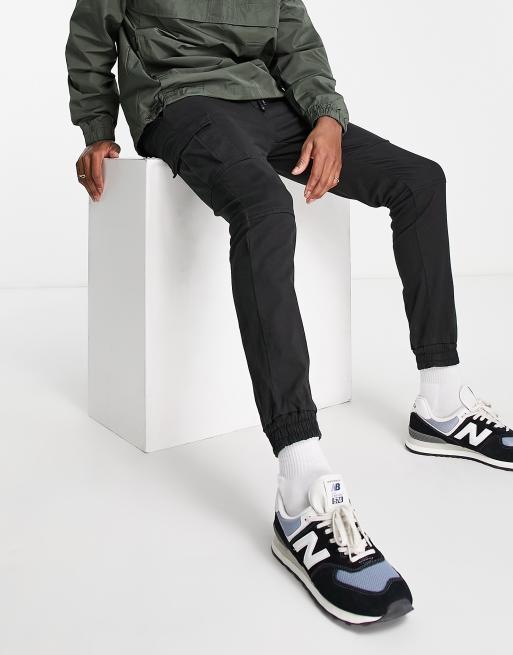 Soul Star - Pantaloni cargo skinny alla caviglia con fondo elasticizzato neri