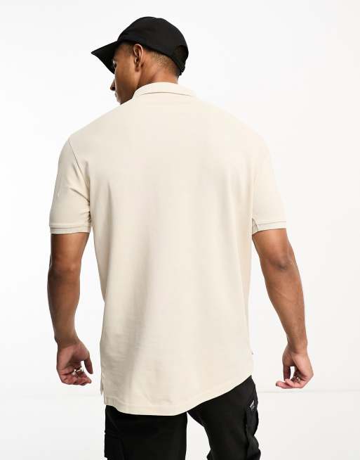 Soul Star pique zip polo in sand | ASOS