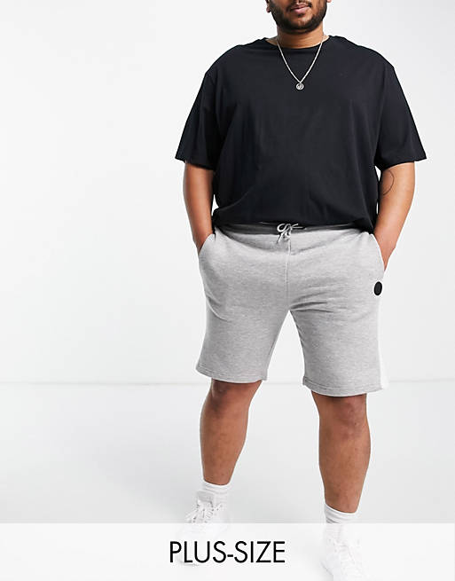 Soul Star Plus cut & sew shorts co-ord in light grey
