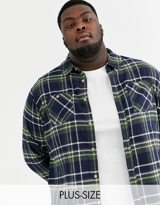 Soul Star Plus fitted check shirt with double check pocket