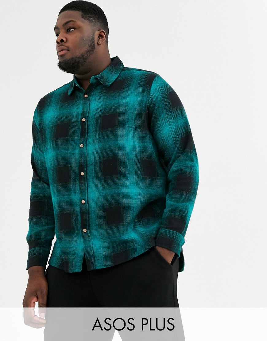 Soul Star Plus fitted check shirt-Green