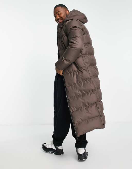 Soul Star Plus longline puffer jacket with hood in brown, 2 of 4