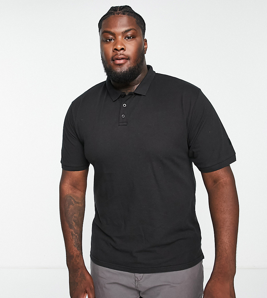 Soul Star Plus Muscle Fit Polo In Black