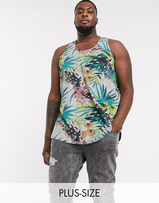 Soul Star Plus printed tropical oversized vest