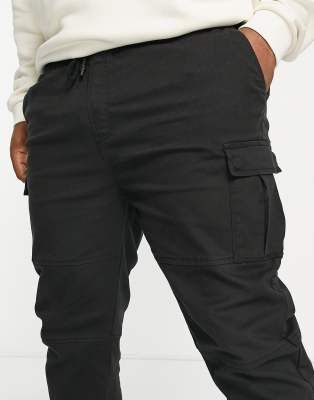 cuffed black cargo trousers