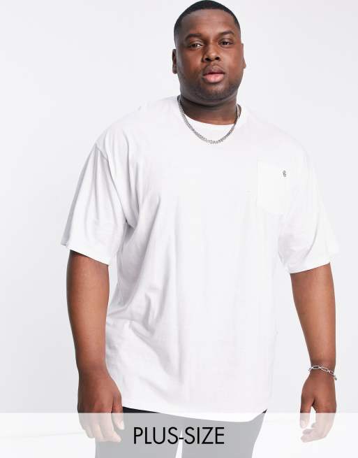 Soul Star = Plus - T-shirt met borstzak met logo in wit