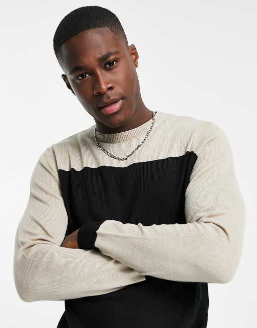 Soul Star - Pull effet color block - Noir et taupe, 3 de 4
