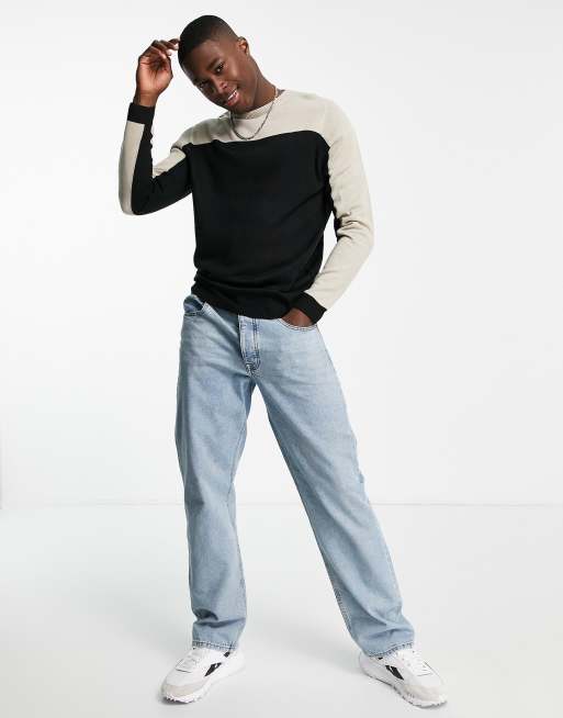 Soul Star – Pullover mit Farbblock-Design in Schwarz und Stein, 4 von 4