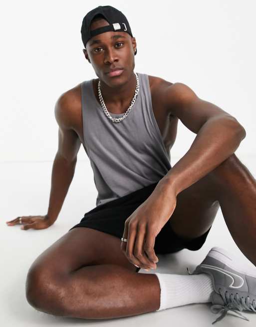 Soul Star racer back vest in dark grey