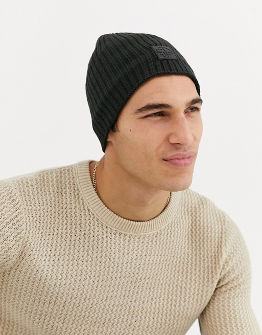 Soul Star recycled yarn beanie in charcoal
