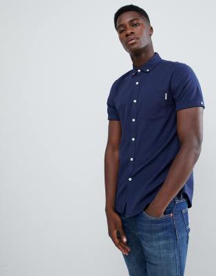 Short Sleeve Shirt in Slim Fit-Blue