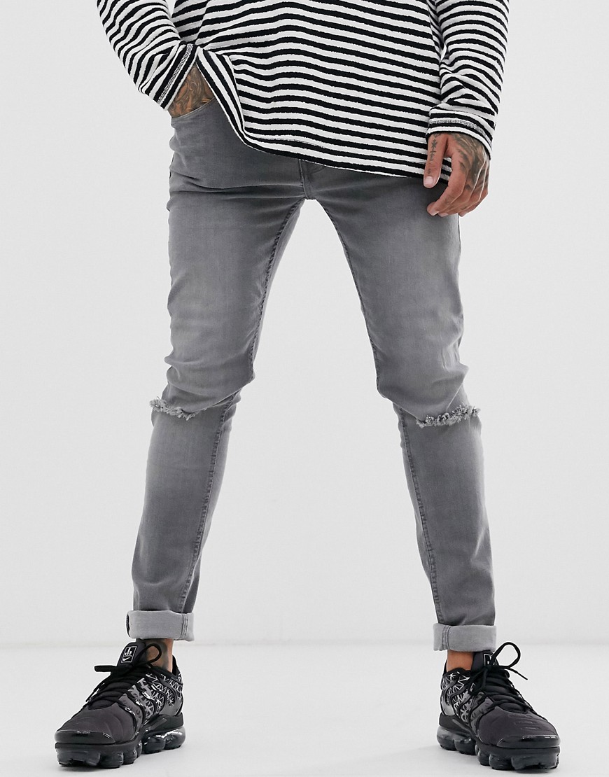Soul Star skinny fit DEO jeans in grey with rips