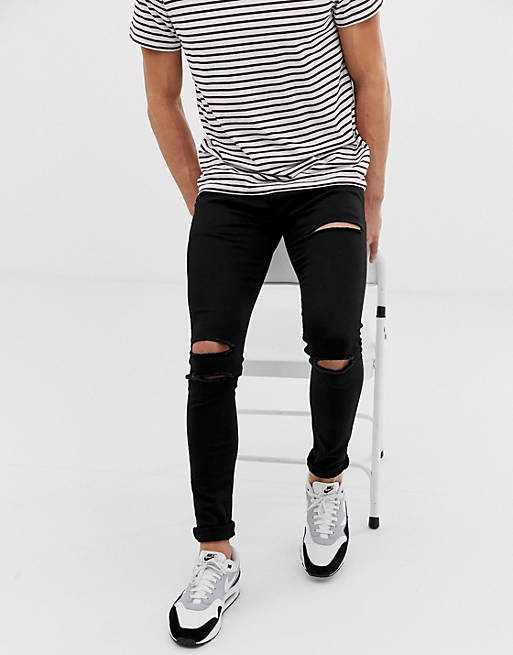 Soul Star skinny fit DEO ripped jeans in black | ASOS